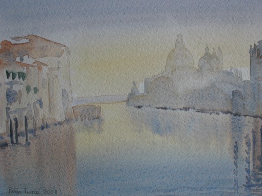 acquerello-venezia-nebbia-tramonto